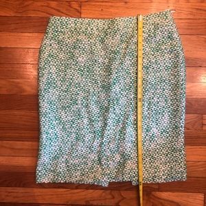 J crew green white woven no. 2 pencil skirt